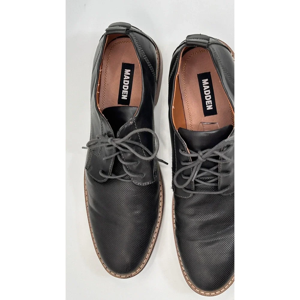 Madden M-NYTRO Mens Black Perforated Derby Dress Shoes Size 12 Business Casual